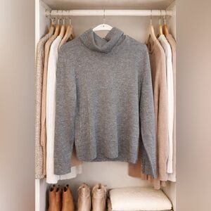 NWT Talbots Gray Metallic Shimmer Cowl Neck Sweater Size M